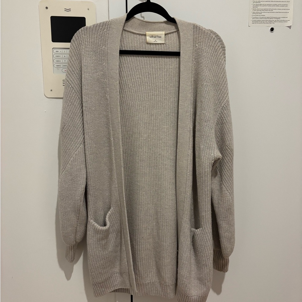 Aritzia Gray Open-Front Cardigan